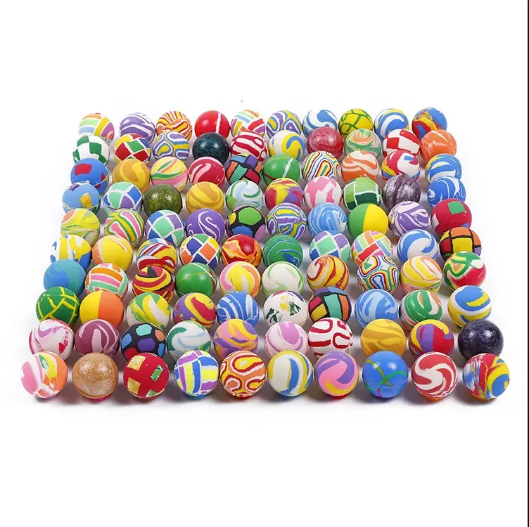 Mixed Stock Mini Bouncy Balls Logo Printing 20mm 27mm 32mm Colorful Plastic Rubber Vending Machine Promotional Toy for Bouncing
