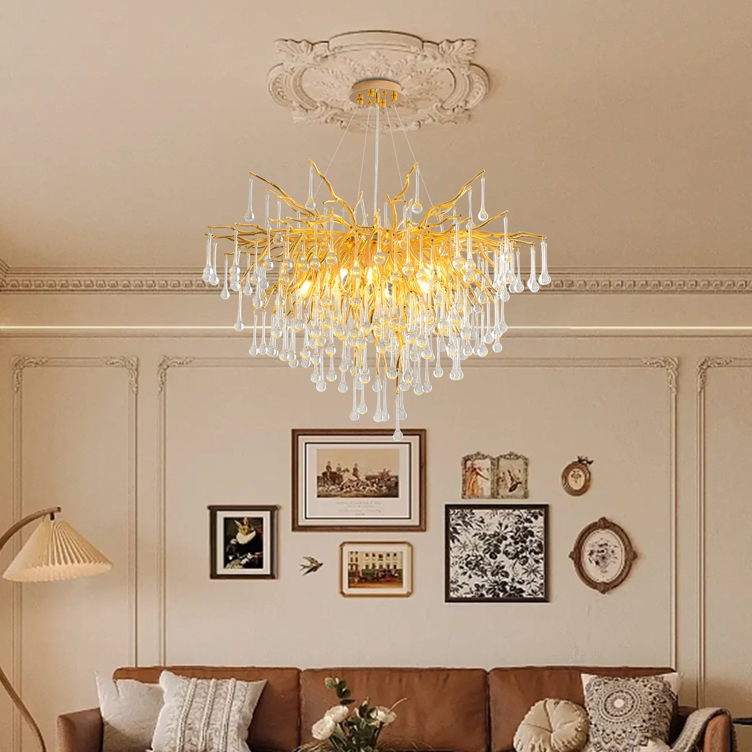 ゴールド クリスタルシャンデリア 大型オーダークリスタルシャンデリア 33灯 ゴールド (Φ1000