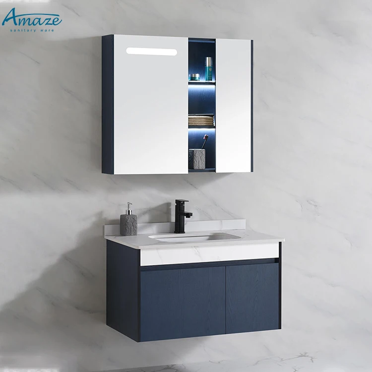 Wholesale custom high-grade plywood storage modern wall mounted bathroom vanity cabinet sink supplier