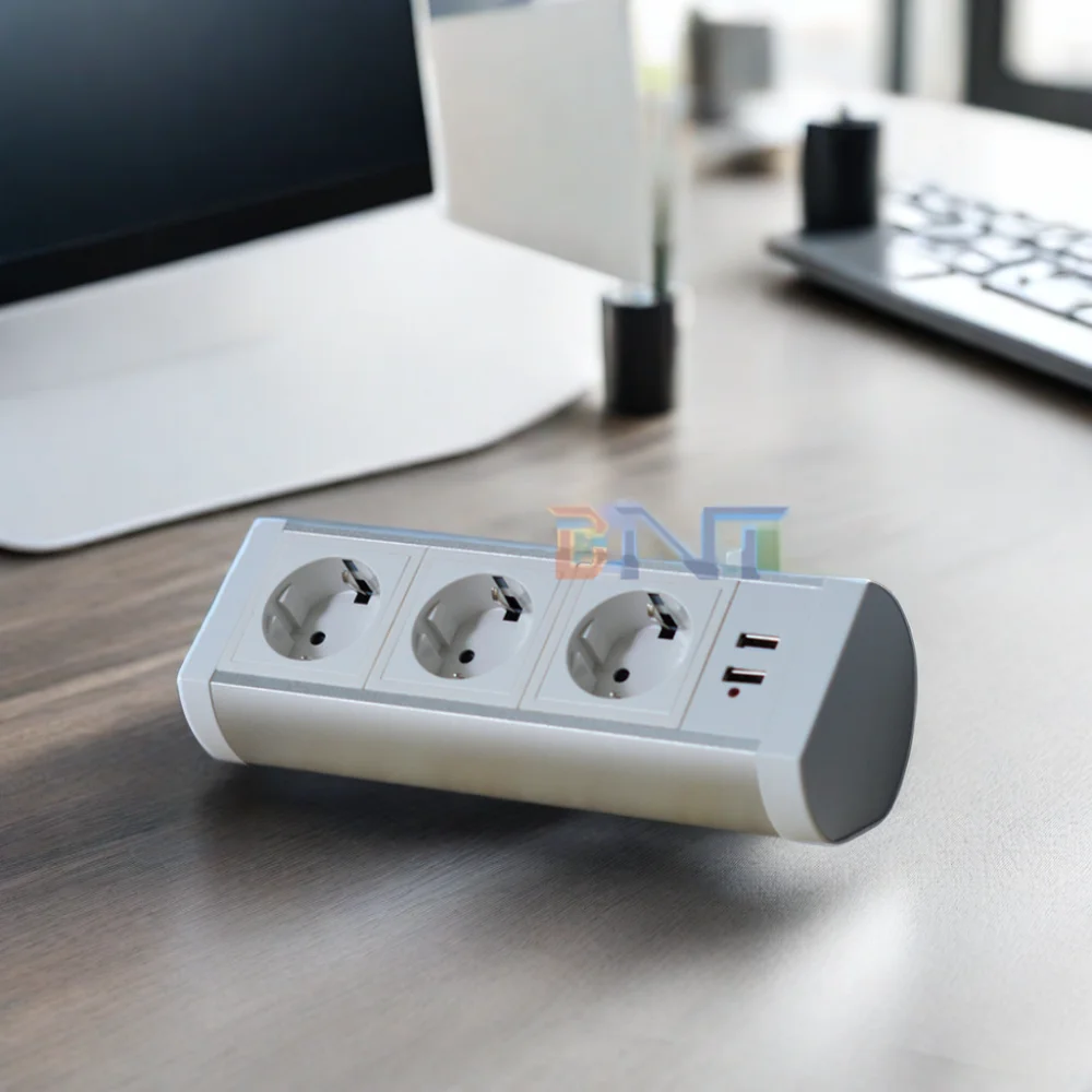 2024 Dual USB Tabletop Socket With Hot Clamp Conference Clamp Table Socket With 3 AC Outlets IP44 Level 5A Rated Current