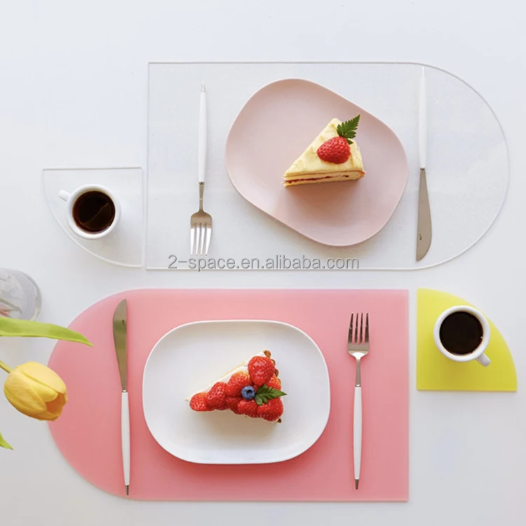 Custom Gloss Finish Round Paper Insert Acrylic Table Placemats And