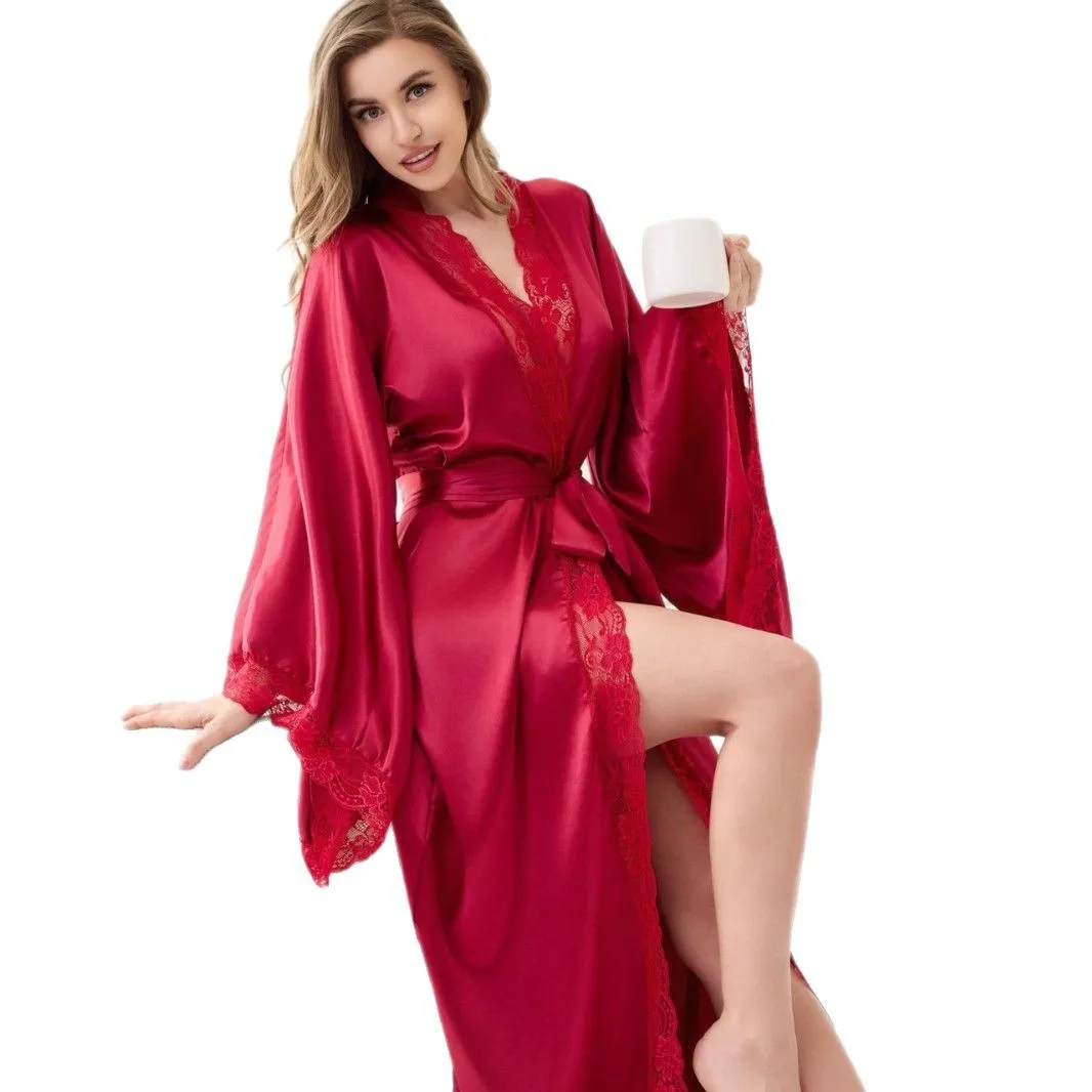 knee length dresses for ladies Vintage 1930s Satin Dressing Gown Green Pink Lounging Robe Ladies Size –  Poppy's Vintage Clothing main image 1