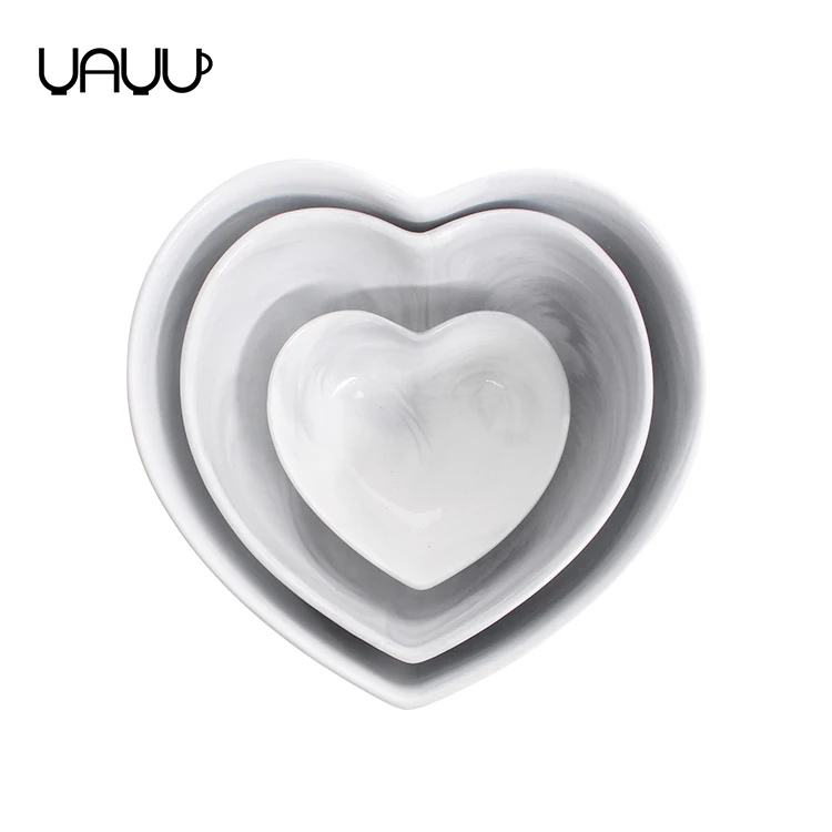 FENN Elegant wedding decoration heart shape marble ceramic bowl set / candy / salad bowl for gifts