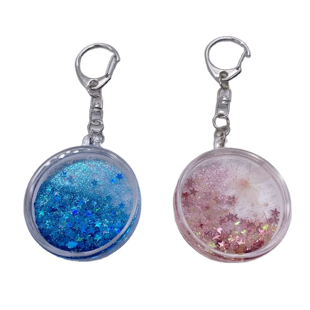 Custom Acrylic Souvenir Keychains with Water Oil, Glitter