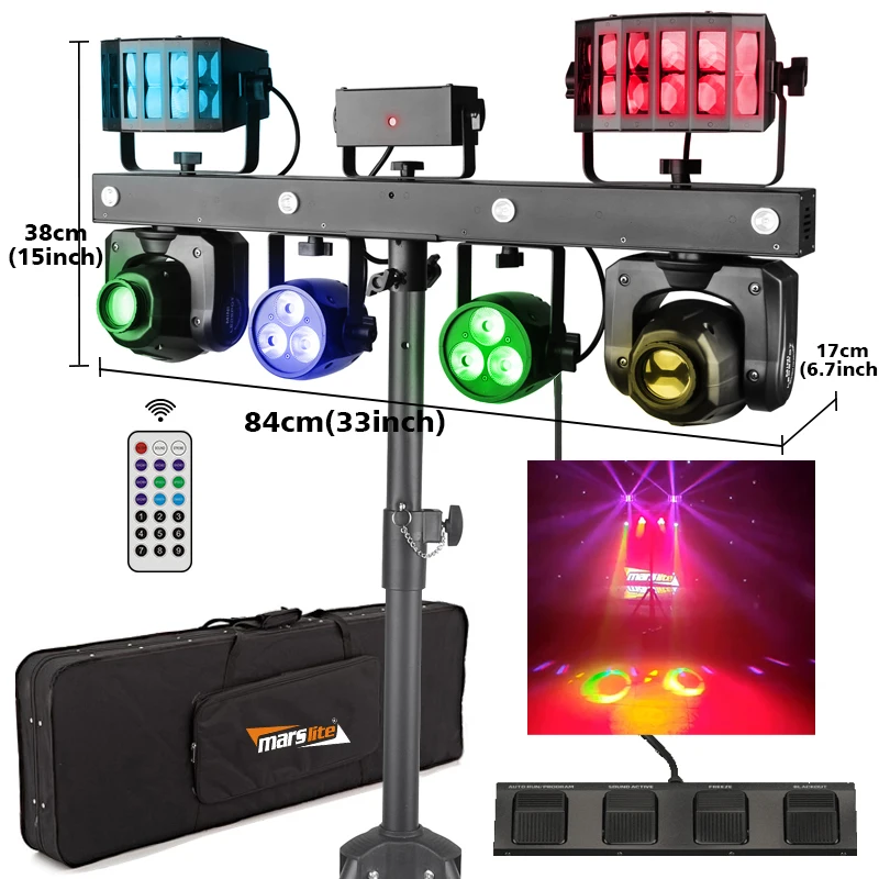 Portable Dj Set Par Light Stage Led Disco Dj Equipment Gig Bar Pro Move Luces Discoteca Tricolor Dj Lighting System With Stand