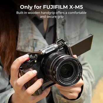 SmallRig Retro Cage for FUJIFILM X-M5, Built-in Wooden Handgrip and Quick Release Plate for Arca - 4892 detail image