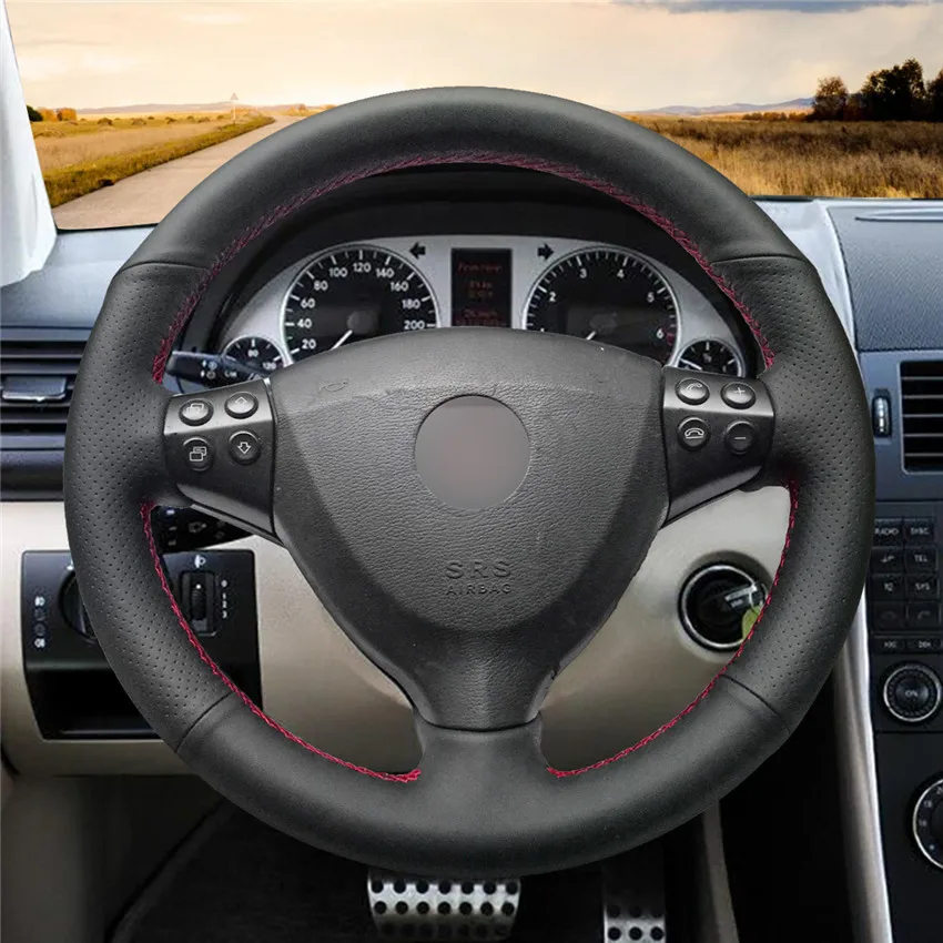 Custom Hand Sew Steering Wheel Cover Wrap for Mercedes Benz W211 W246 W203 W204 W205 C117  C218 W212  X156 X204 AMG