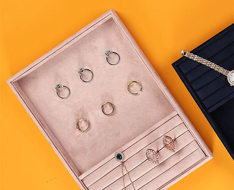 Ins Jewelry Plate Ring Necklace Storage Tray Flannel Jewelry Display