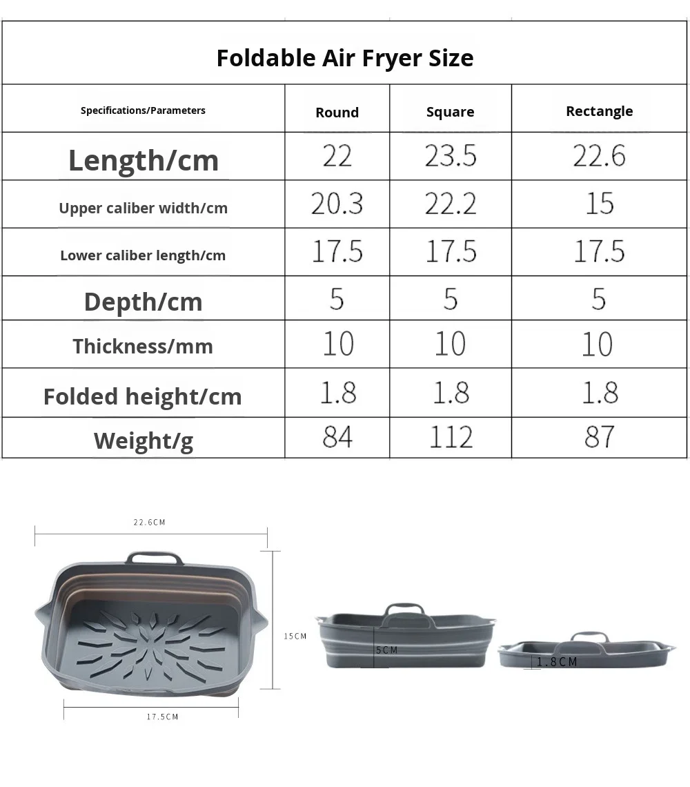 Air Fryer Silicone Baking Tray Foldable High-Temperature Resistant Round  Square/round Foldable Silicone Oven Baking Pan factory