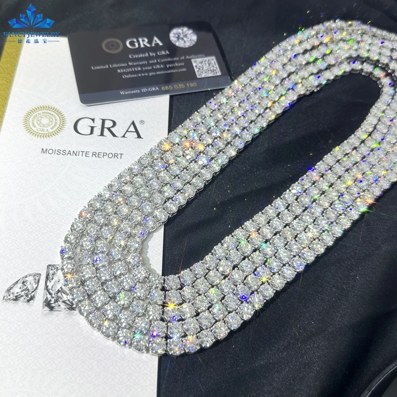 モイサナイトテニスチェーンネックレス 2mm〜6.5mm 男女兼用 シルバー