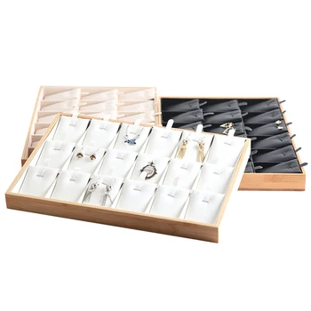 Bamboo Wood Pendant Earring Storage Tray Jewelry Necklace Display Tray For Bracelet Show