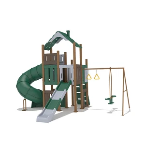 Children's Outdoor Playground Playhouse with Swing Tube Slide for Home Adventure Park or Kindergarten From Amusement Park Garden
