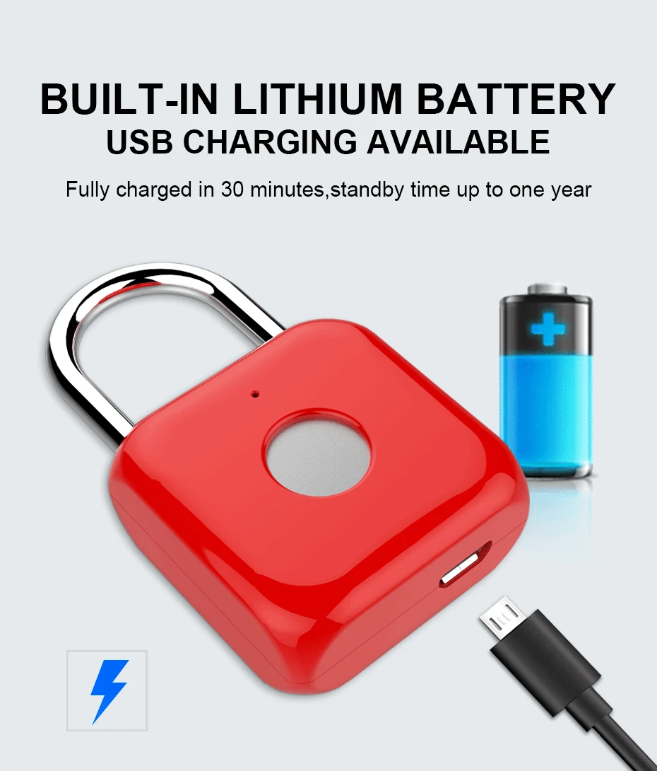 Livolo New Hot Keyless Padlock Safety Door Lock Fingerprint Smart Lock