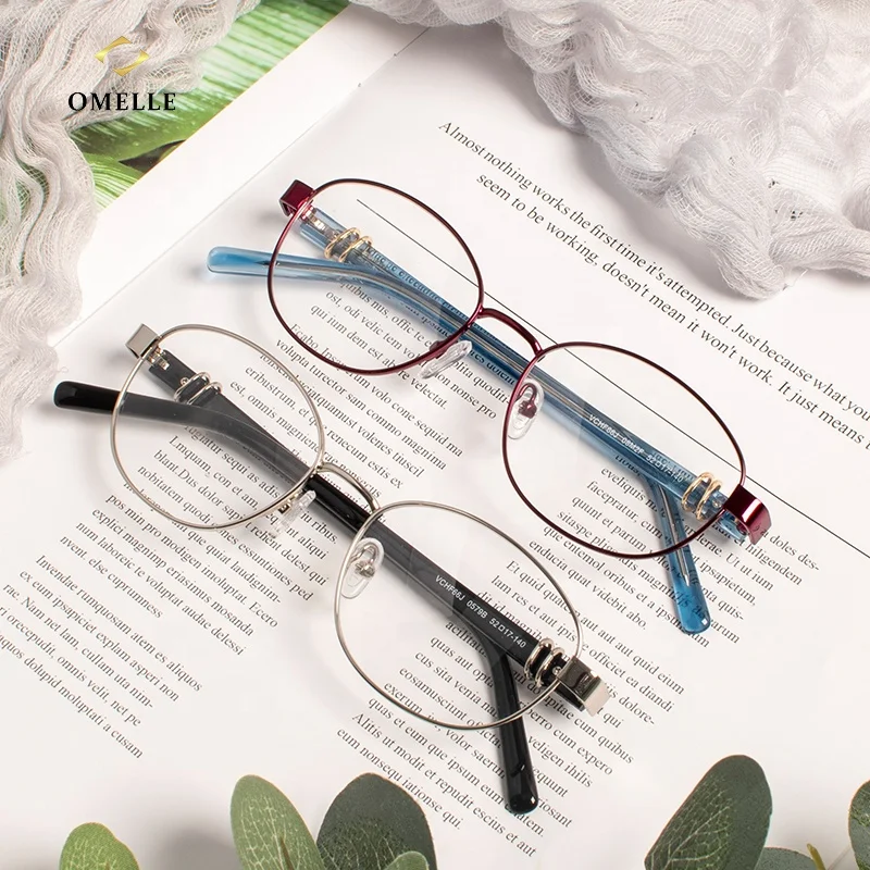 Luxury Oval Blue Light Blocking Computer Glasses 2021 Design Lightweight Metal Frame Eyeglasses