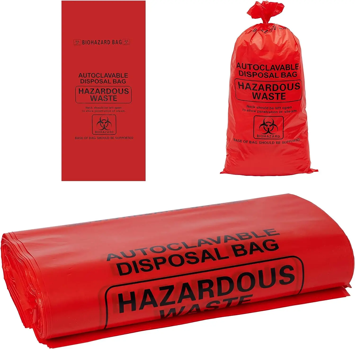 HDPE Autoclavable Disposal Infectious Bag Puncture Resistant  Medical Clinical Waste Bag Biohazard Waste Bag