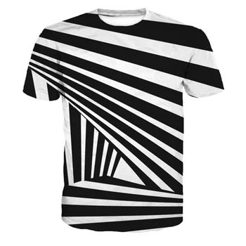 Black and white stripe 3D Sublimate T-shirt