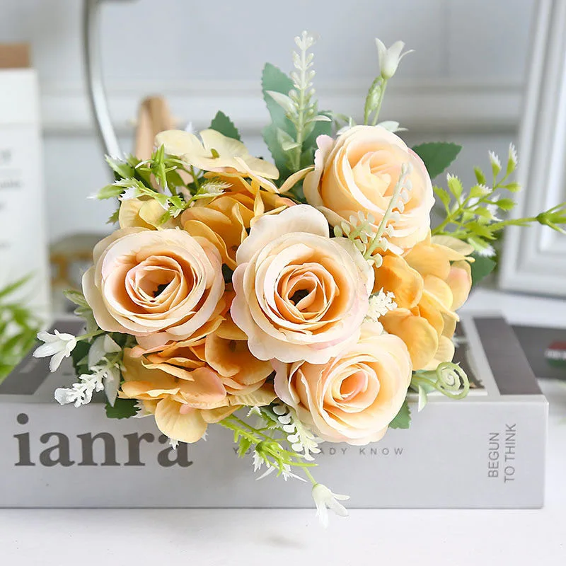 7 Head Large Open Rose Bundle Bouquet Wedding Floral Silk Artificial