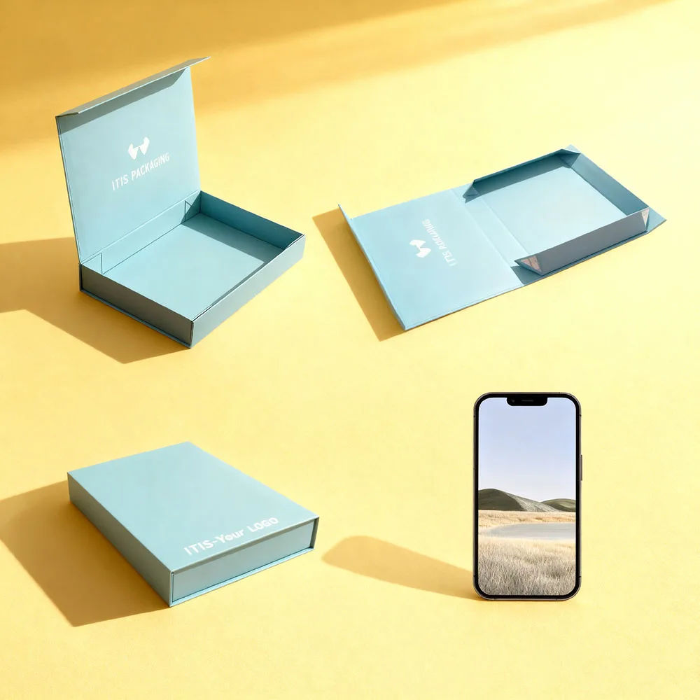 Luxury Phone Case Packaging Box | Custom Coated Paper Magnetic Folding | Embossed Printed Gift Box for Mobile Accessories
