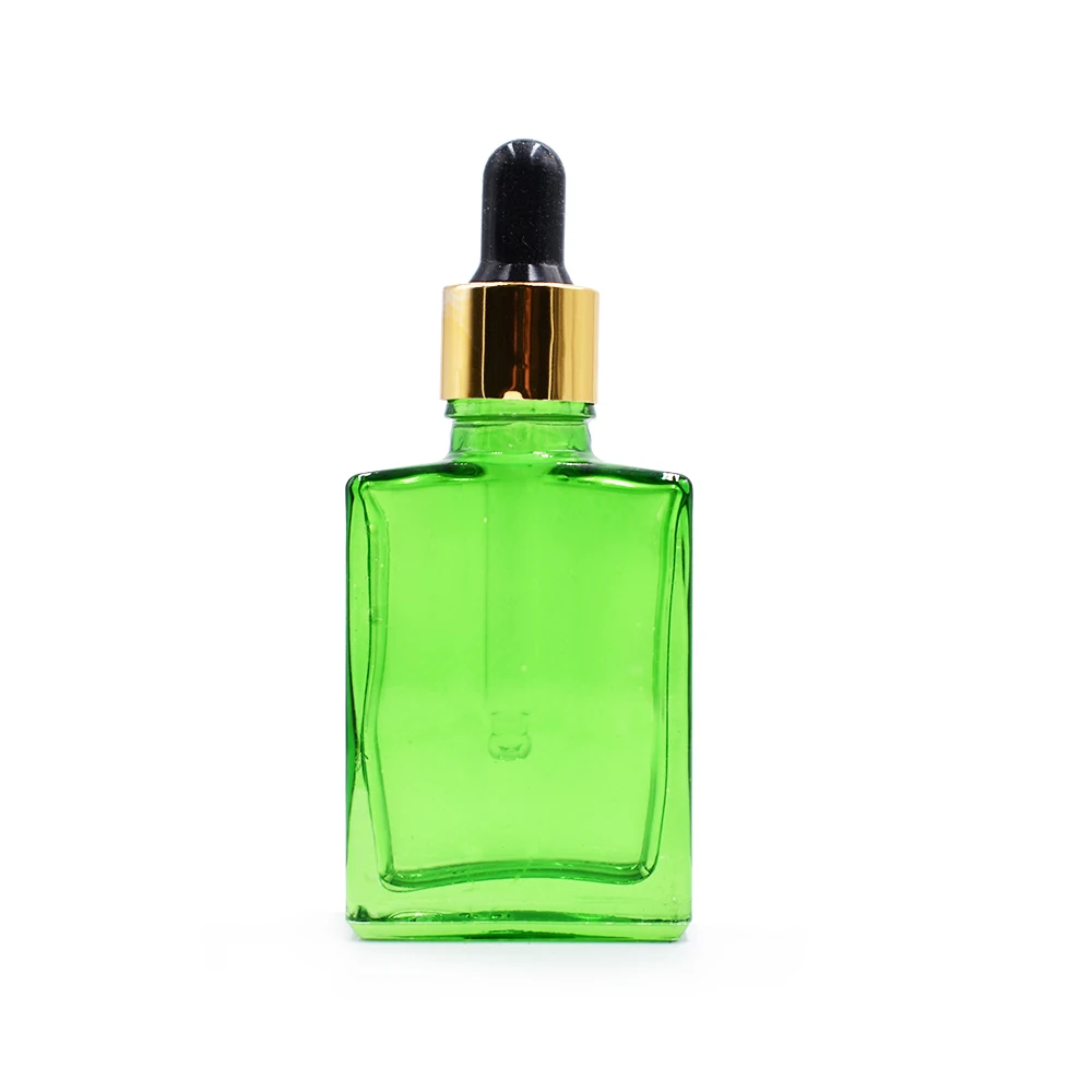 Wholesale red square rectangular essential oil 30ml 1 oz glass dropper bottle for perfume cosmetic oil