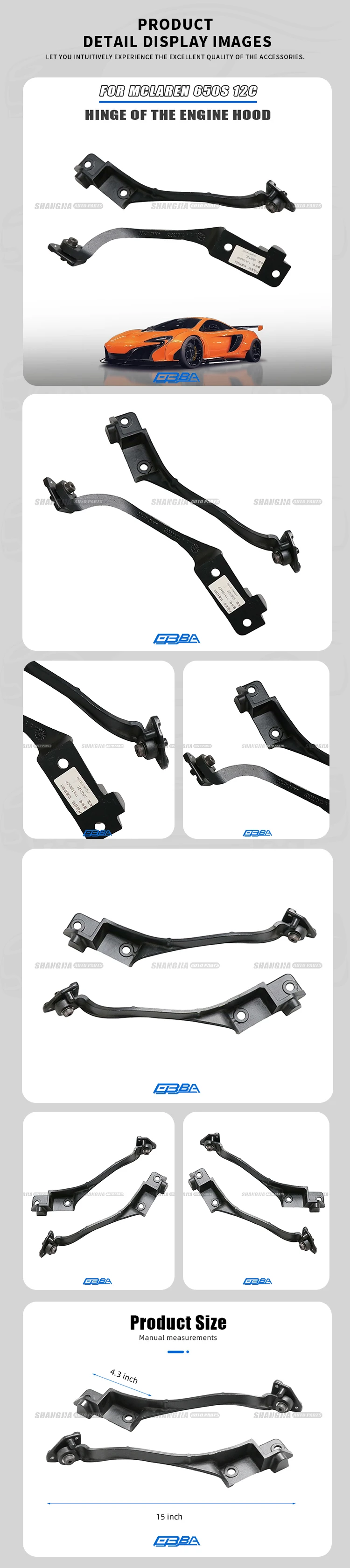 Best Quality Bonnet Hinge Auto Parts Metal Material Hood Hinge For Mclaren 650S 12C Right 11A1086CP Left 11A1087CP factory