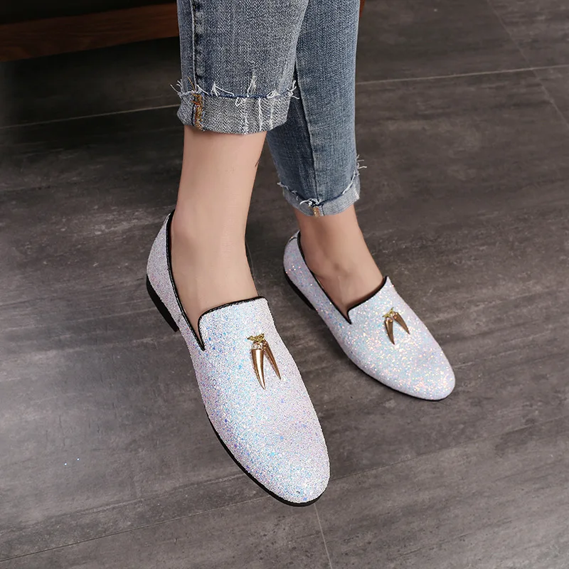 blue sparkly dress shoes Dolce & Gabbana Sequined Blue Loafers main image 1