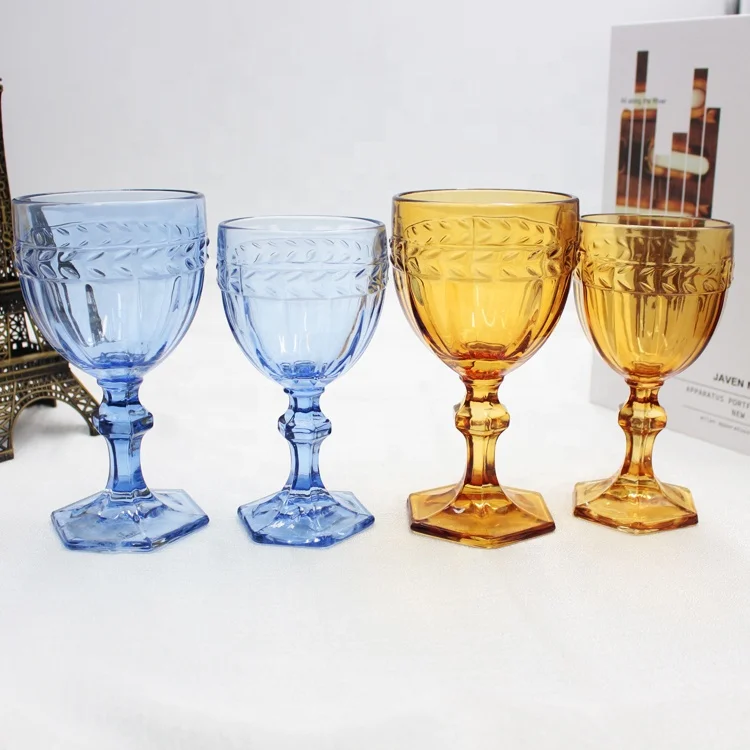FENGJUN оптовая продажа уникальные цветные голубые янтарные бокали без свинца для вина хрустальные оптом 10 унций 300 мл высокое