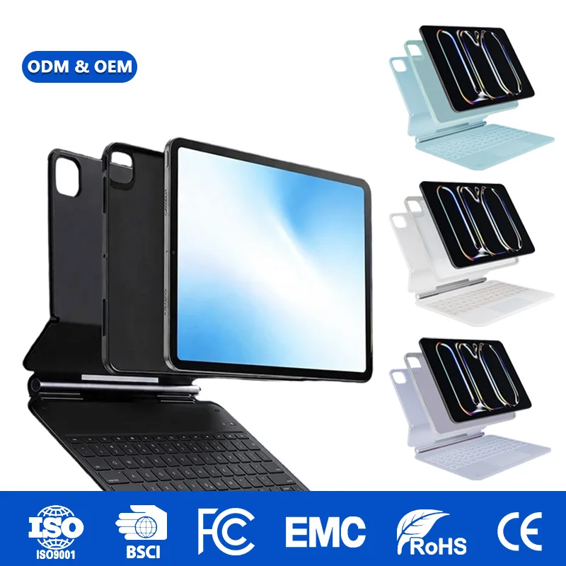 All-in-One Magnetic Keyboard Cover With Touchpad and 7 RGB Backlit Pen Holder 64-Key UK/US Layout for iPad Air 11