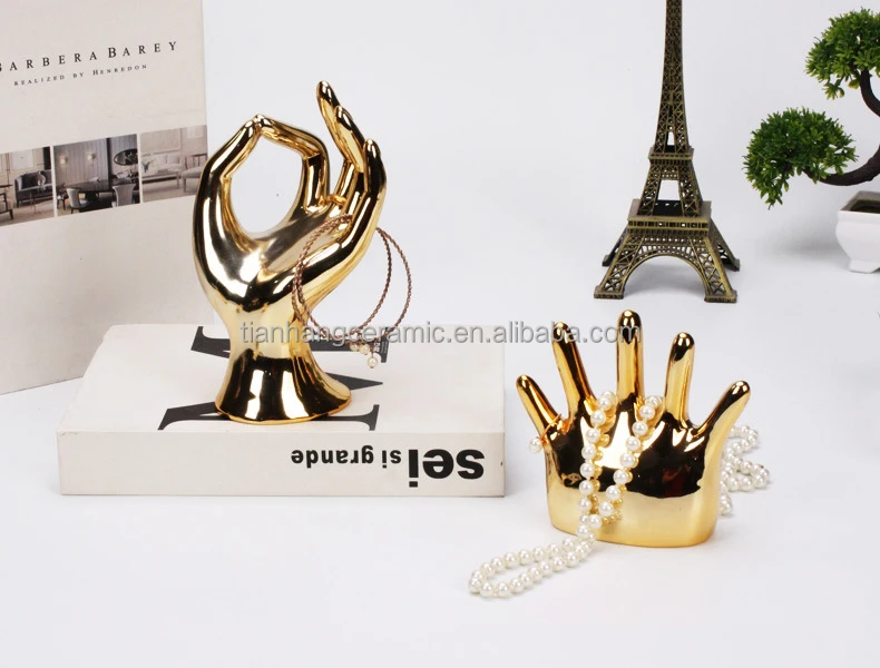 High Luxury Variously Golden Hand shaped Tray Holders Ceramic Jewelry Tray Ring Dish For Hotel Bedroom Decors.jpg