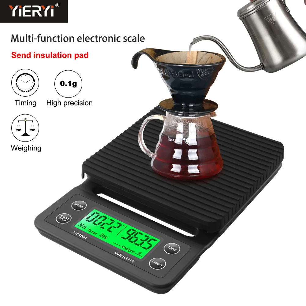 Coffee Scale, Espresso Scale,Weigh Digital Coffee Scale with Timer,0.1g High Precision Pour Over Hand Drip Scale Weighing - Black