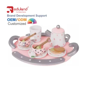 EDULAND Best Wooden Kitchen & Food Toys Play House Gifts for Girls-Kids Dessert Toys Tea Set & Cake Stand