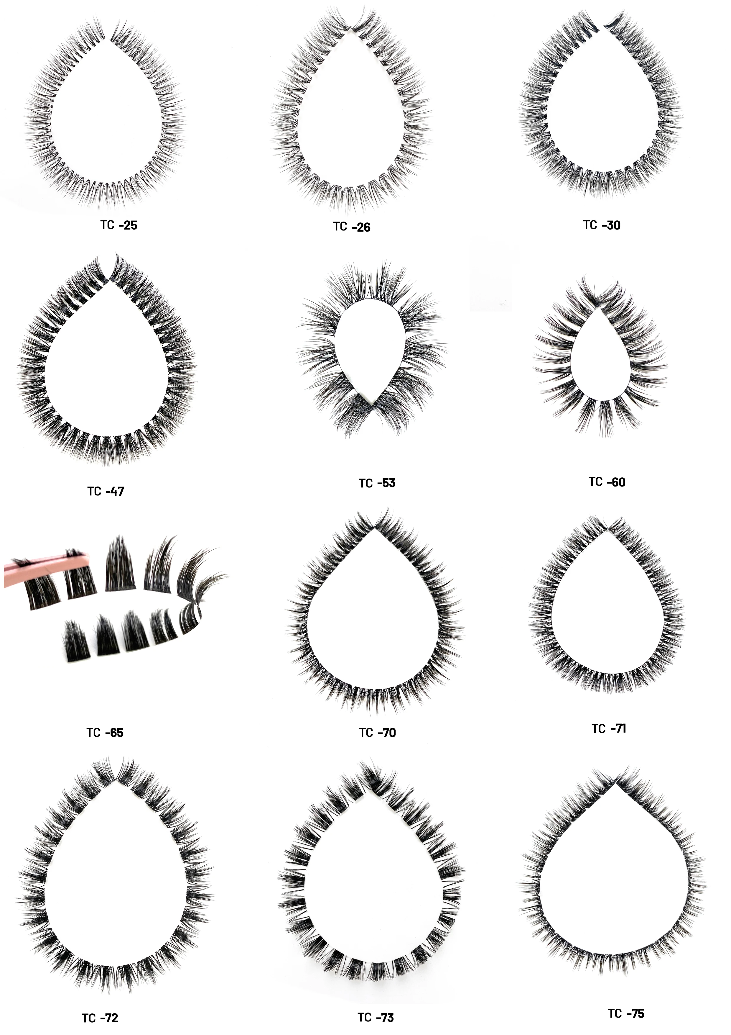 At Home Private Label Set Russian D Curl Eyelash Extension Strips Pre