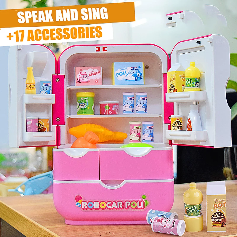 LBLA Kinder-Kühlschrank Kühlschrank für Kinder mit Licht und Soundeffekten,  Mini-Kühlschrank-Spielzeug Kindergeschenk für Kinder ab 2 Jahren