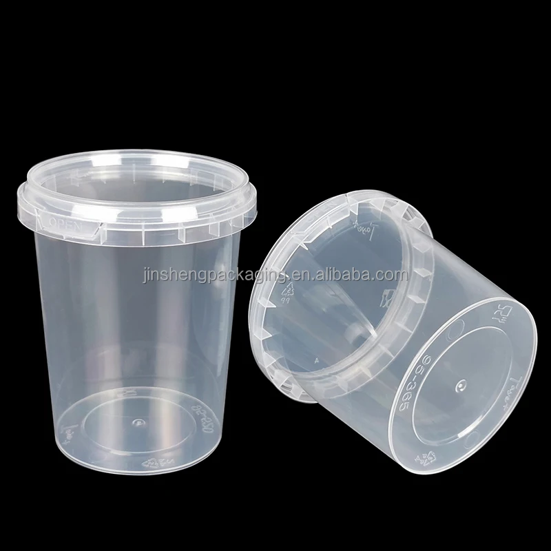 Custom Logo 250ml 500ml 1000ml Plastic Food Container with Tamper Evident Fast Dispatch Stocked Plastic Cups