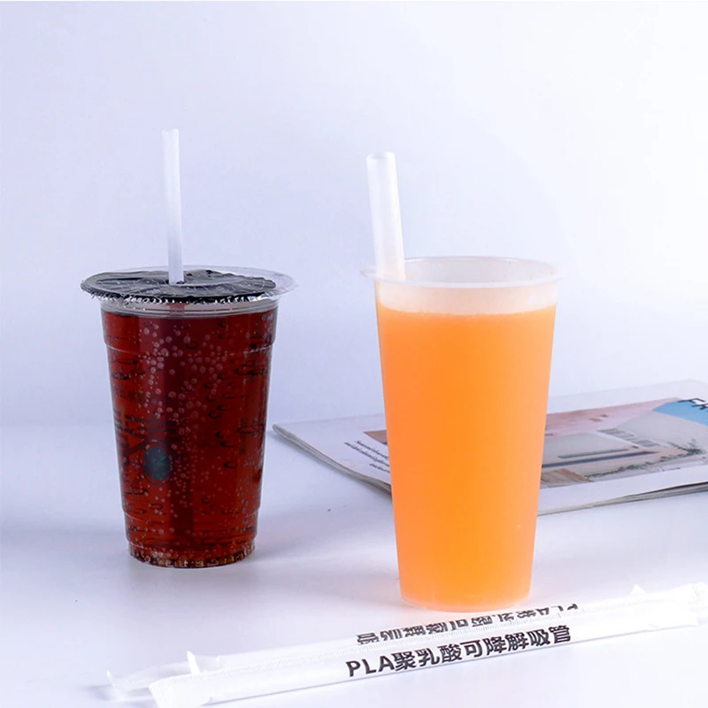 Eco Friendly Custom Clor 6 8 12Mm Disposable PLA Drinking Plastic Straws Iced Drink PLA Straw Individually Wrapped Biodegradable supplier