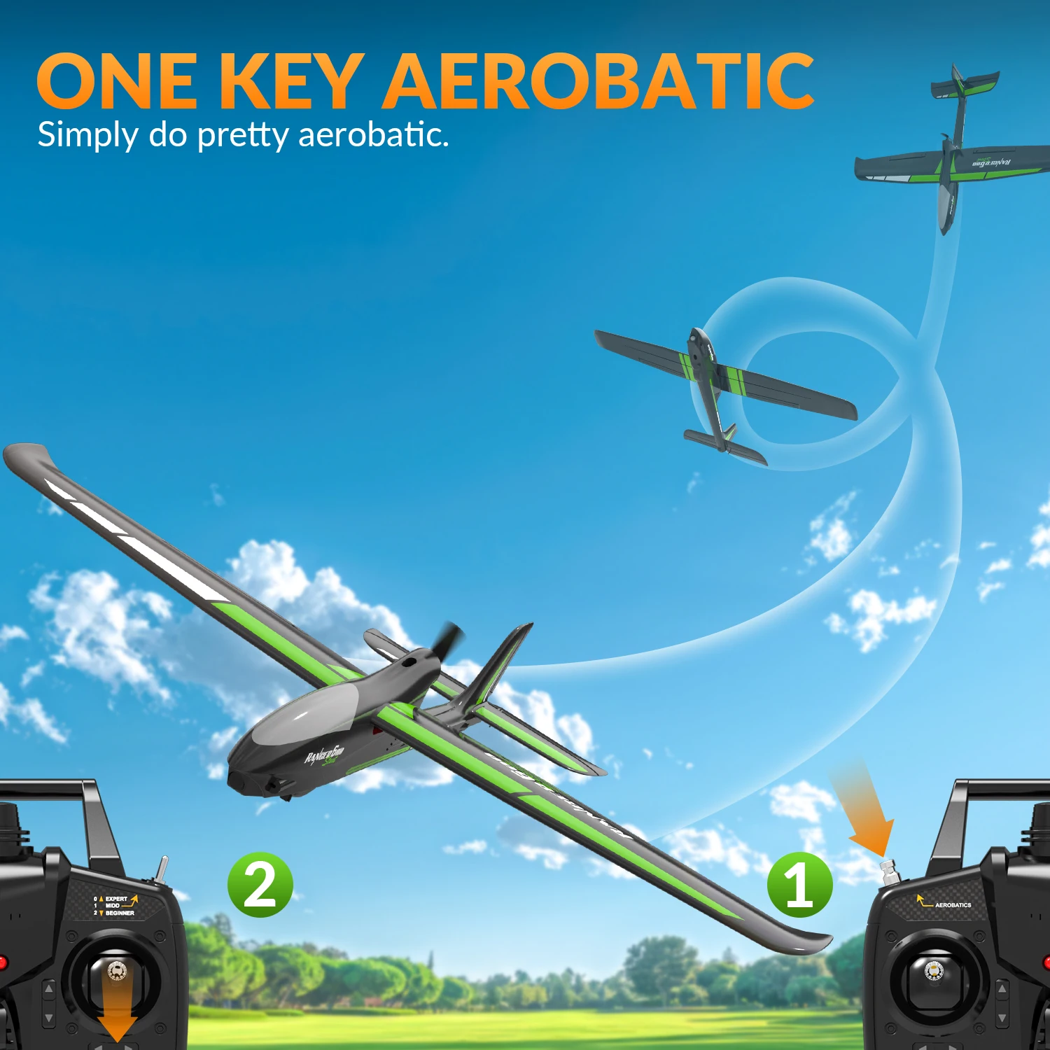 VOLANTEXRC RTF Fixed-Wing Remote Control Foam Stunt Plane Toy 60cm Electric RC Glider Airplane Model(761-2S))