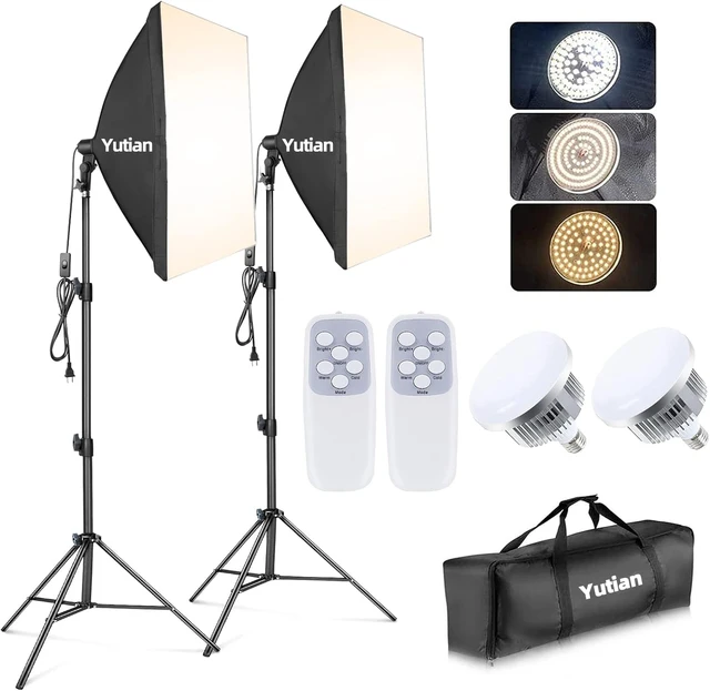 2024 Factory hair straightening professional photography lighting kit with soft box and stand photo studio accessories