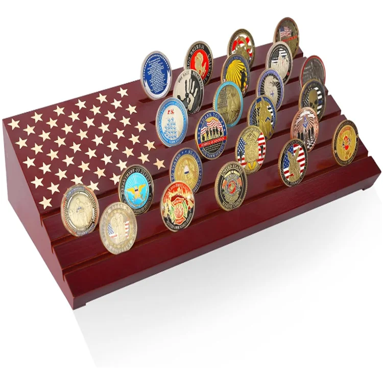 Customized Coin Rack Military Challenge Coin Display Holder Holds 40 Coins, 6 Rows Solid ...