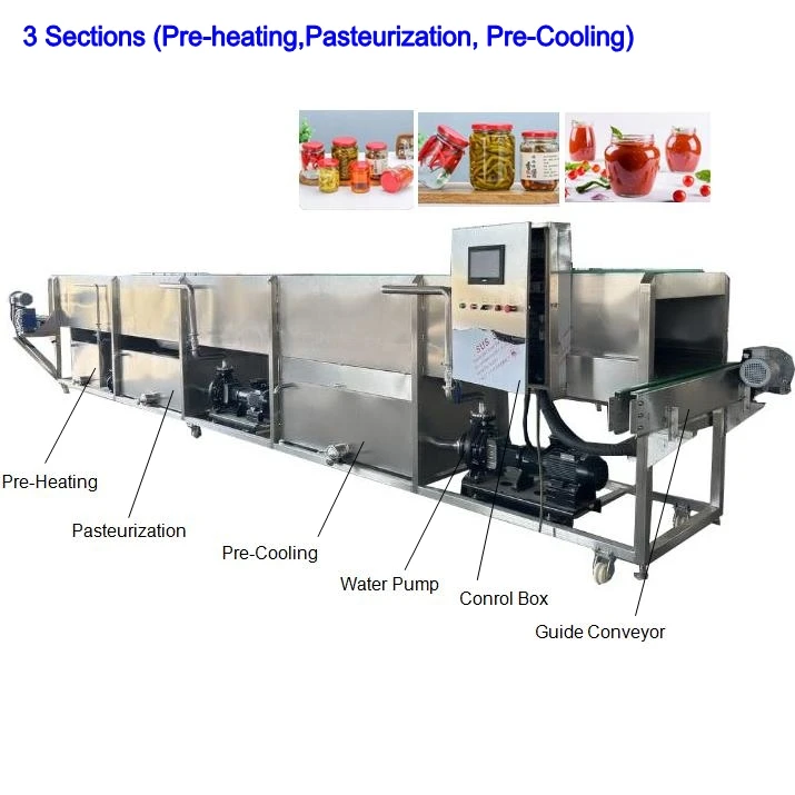 Customize 2 in 1 Bottled Canned Beer Wine Juice Tunnel Pasteurizer and Jars Pickles Sauce Pasteurization Sterilization Machine