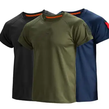 Men Tactical Breathable Tshirt Military Polyester Quick Drying T-Shirts Army Short Sleeve Wear Resistant Tee Soldier Breathable