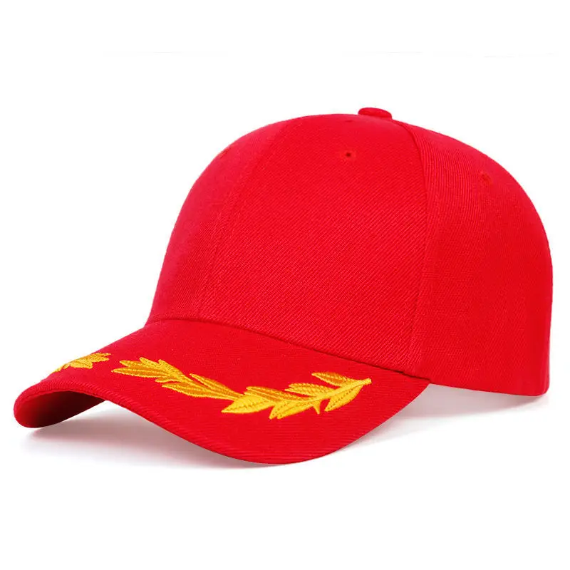 High Custom Captain Oak Leaves Embroidered Baseball Cap Woven Plain Fabric Trucker Hat Printed Sports Character Cotton Sweatband