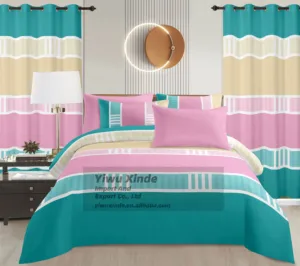 Low MOQ King Size 8 Pieces Designer Bed Sheet Set Printed Brushed Soft Microfiber Bedding Sheet Set With Matching Curtains