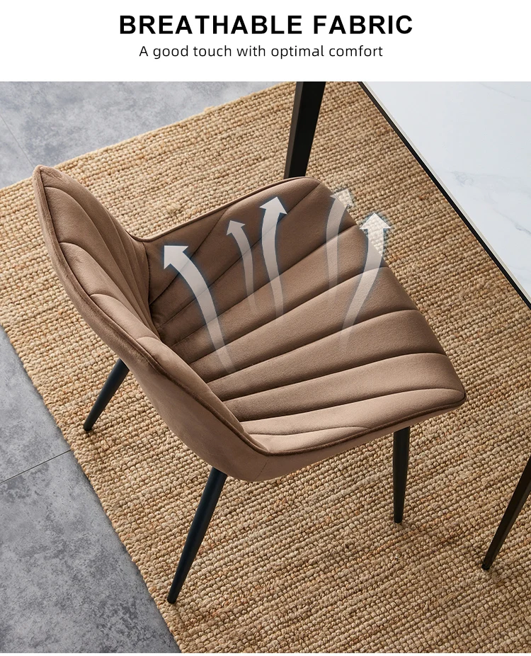 Luxury Modern Sm Hotel Restaurant Dining Room Chair Brown Grey Scandinavian Fabric Velour Tufted