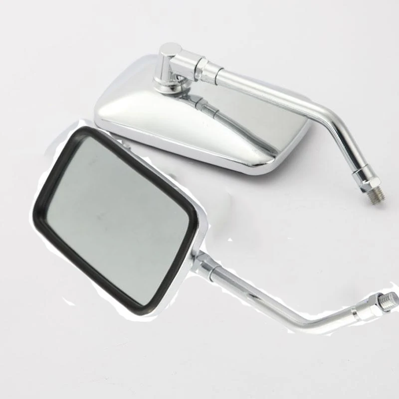 10mm Thread M10 Chrome Plating Rectangle Motorcycle Side View Rear View Mirrors for Choppers