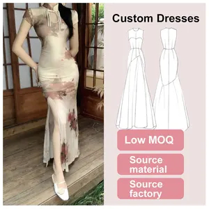 Chinese Manufacturers Custom Hanfu Dress Wholesale Traditional Clothing for Women Luxury Brand Cheongsam Print Qipao Dresses