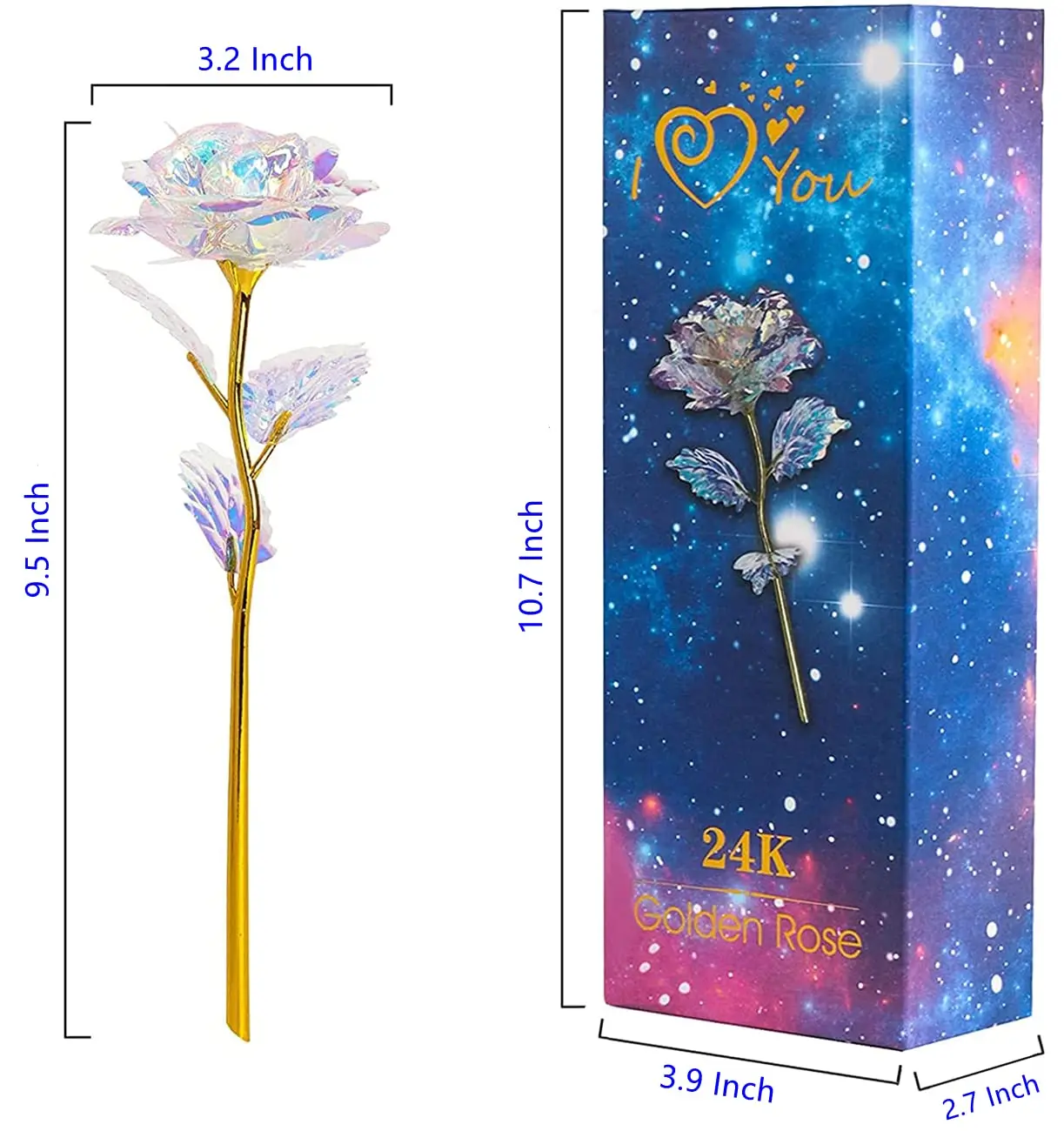 Factory Supply Gifts Rainbow Eternal Rose Galaxy Rose Eternal 24k Gold