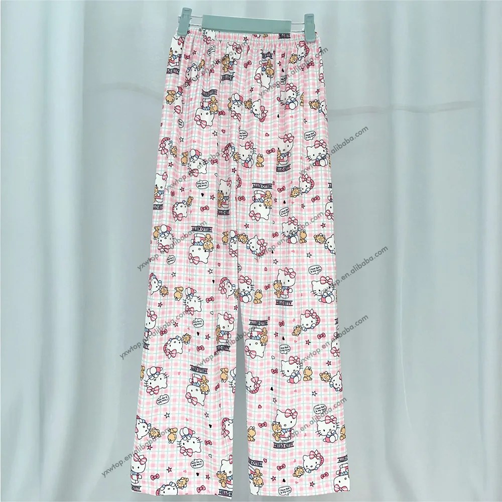 Custom Anime Cartoon Cute Hello Kt Cat All Over Print Sleep Pajama Pants Comfy Sleepwear Bottoms for Valentines Christmas Gift