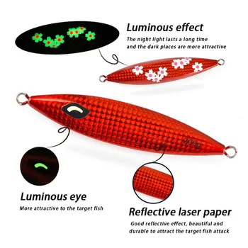 Deep-Sea Slow-Rolling Luminous Metal-Plate Laser Lure Bait 200g 250g 300g Slow-Sinking Lead Fish Bait Artificial Hard Bait Hooks – Metal Jig – view 4