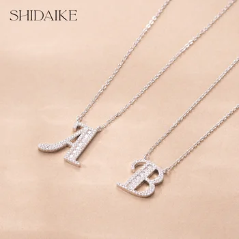 Hot Sale Elegant Women's 26 English Letters Brass Pendant Necklace Rhodium Plated with Zircon Factory Direct Trendy Style