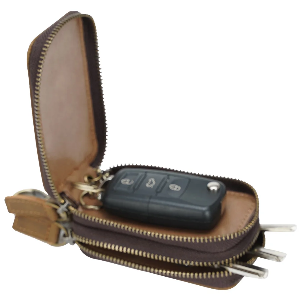 Мужские многофункциональные Брелоки для ключей из натуральной кожи с кошельками кольцо для автомобильных ключей сумка металлическая молния под заказ кошельки для ключей