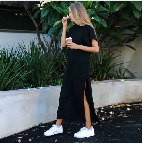 knee length dresses for ladies SPANX AirEssentials Maxi T-Shirt Dress – Treehouse On Main main image 0